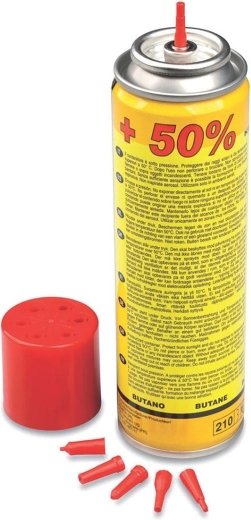 Gas butano para encendedores 300 ml con 6 boquillas de recarga