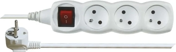 Cable alargador Emos con interruptor, 3 tomas, 2 m, blanco