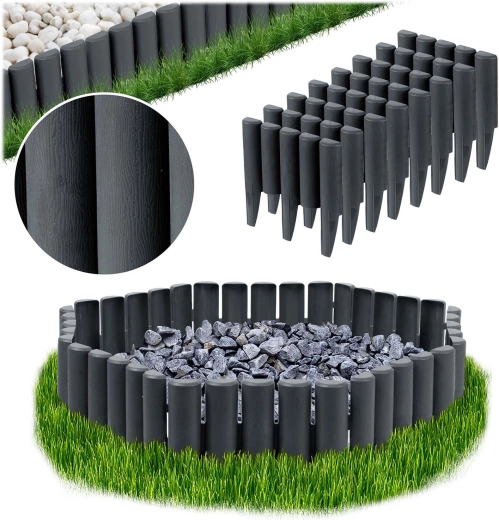 Borde de jardín Plonos 2,2 m, gris