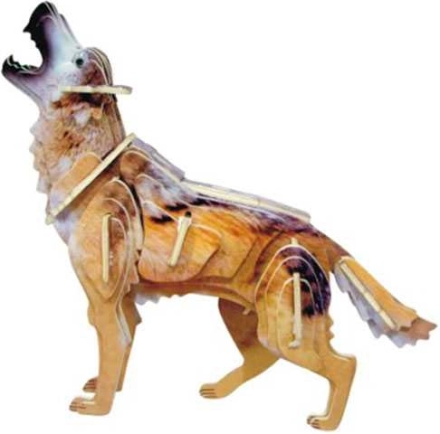 Puzle 3D de madera lobo a color – WOODCRAFT