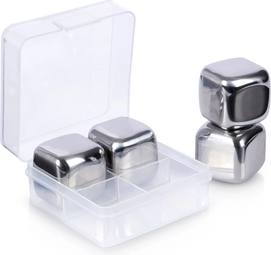 Cubos enfriadores de acero inoxidable para bebidas, reutilizables, 4 uds.