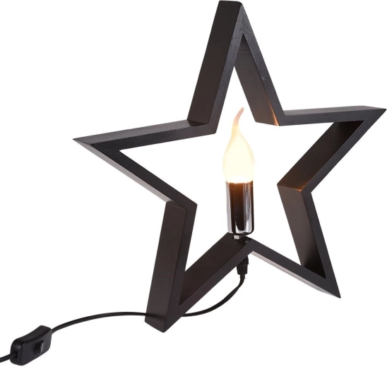 Lámpara de mesa de madera estrella negra 34,5 cm