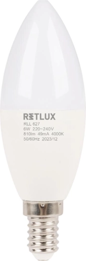 Bombilla LED Retlux en forma de vela E14, 6 W, 4000 K