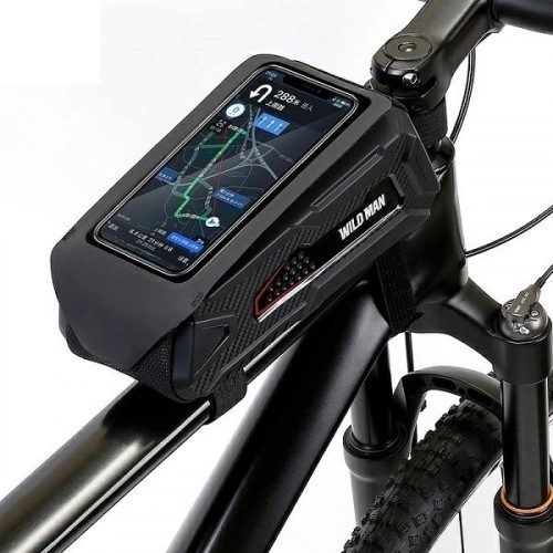 WildMan M90 bolsa impermeable para el cuadro de la bicicleta con funda para teléfono, negra
