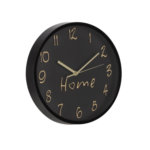 Reloj de pared redondo 30,5 × 30,5 × 4,3 cm negro