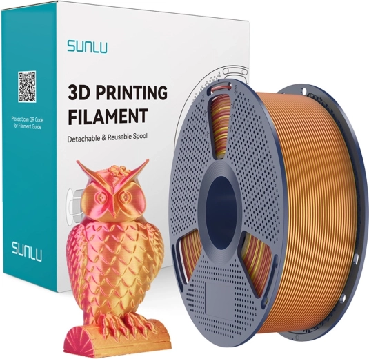 Filamento bicolor Sunlu PLA+ Silk para impresión 3D (rojo/dorado)