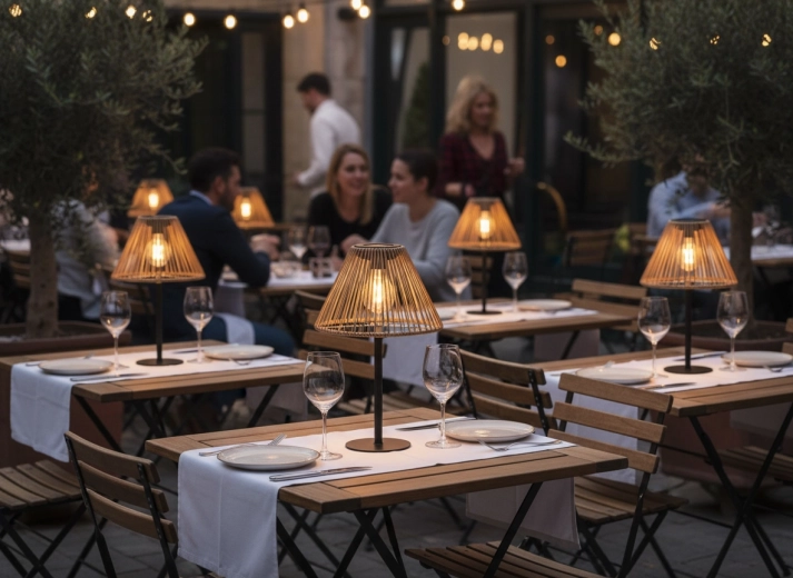 Luz ambiental para comer al aire libre