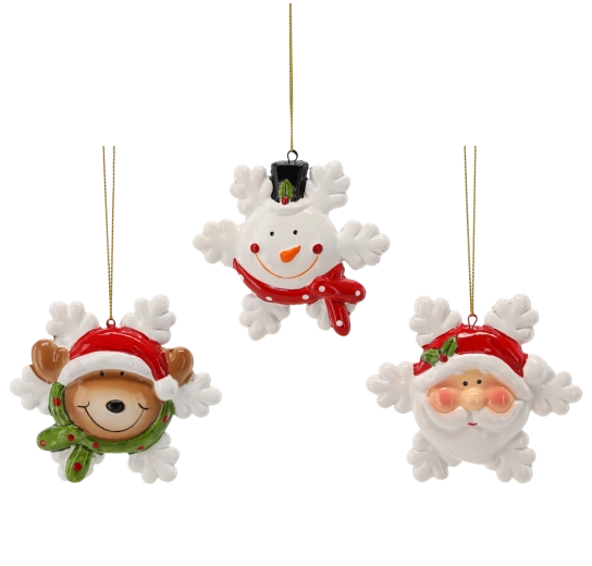 Adornos navideños colgantes de reno, San Nicolás y muñeco de nieve – set de 12 uds.