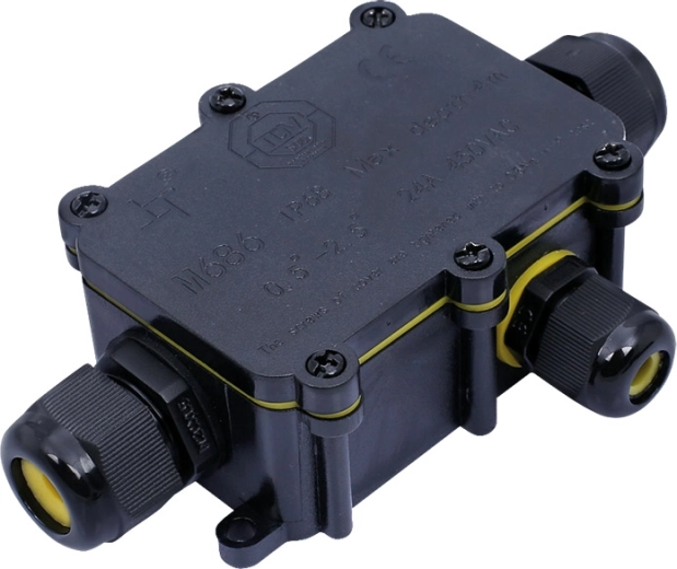 Caja de conexión estanca Solight IP68 con 1 entrada y 2 salidas