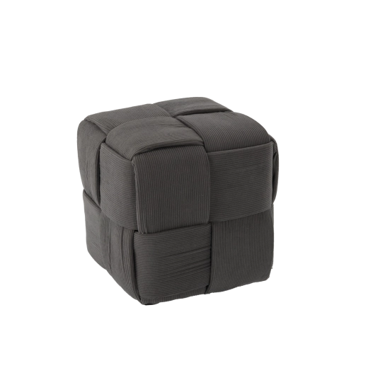 Puf trenzado en forma de cubo gris oscuro 34 × 34 × 34 cm