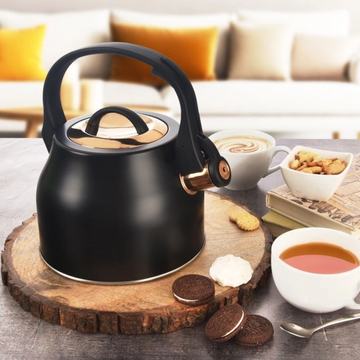 Elegante diseño en negro y dorado para cualquier cocina