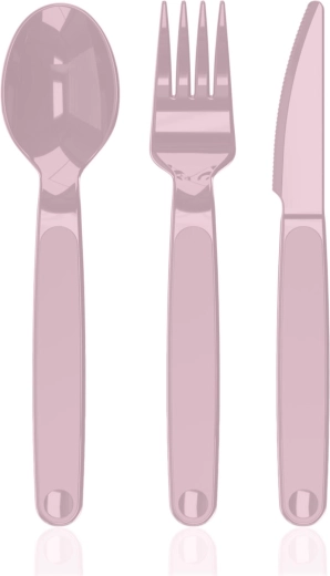 Juego de cubiertos de plástico 3 uds. CULINARIA rosa