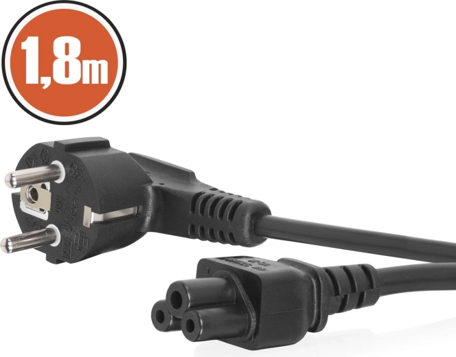 Cable de alimentación para portátil IEC C5 con enchufe acodado, 1,8 m