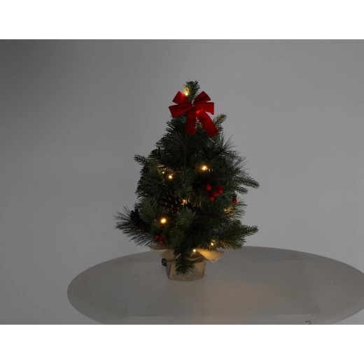 Arbolito de Navidad de sobremesa con 15 LED, 50 cm, rojo - 1 pieza