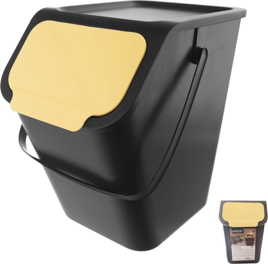 Cubo de basura de plástico de 25 l con tapa amarilla