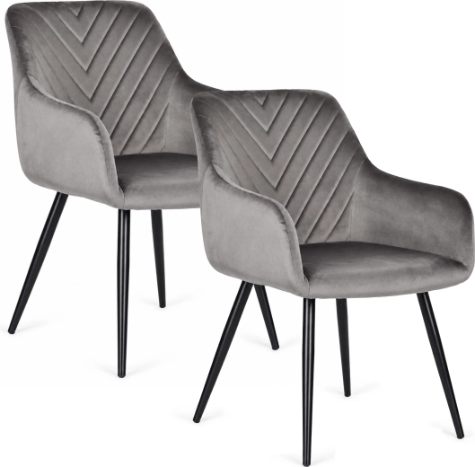 Juego de 2 sillas tapizadas de terciopelo ModernHome en gris oscuro