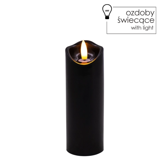 Vela LED negra 5 × 15 cm con llama cálida parpadeante