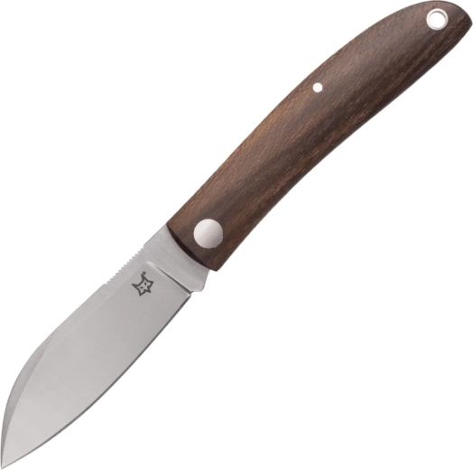 Navaja de bolsillo FOX Knives Livri 7 cm, madera Ziricote, funda de cuero