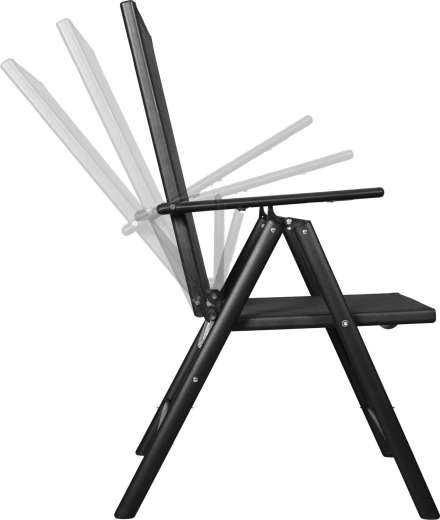 Silla de jardín plegable de metal con respaldo reclinable negra - 1 unidad