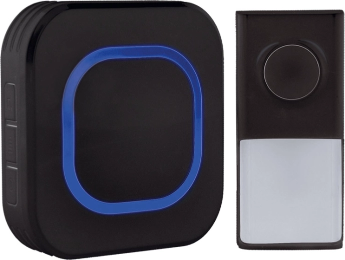 Timbre inalámbrico Solight para enchufe, 250 m, negro, con learning code