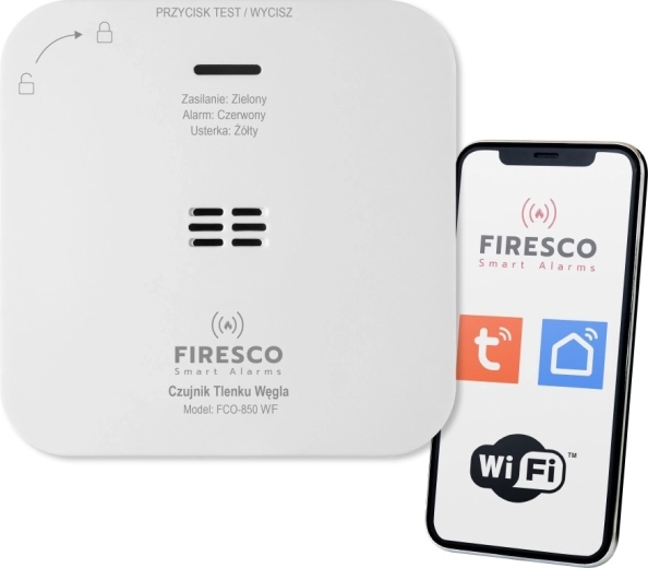 Firesco FCO-850 WF Detector de monóxido de carbono (CO) Wi‑Fi para Tuya/Smart Life