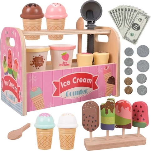 Heladería de madera Kruzzel Montessori (33 piezas) - 1 unidad