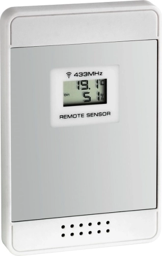 Sensor inalámbrico TFA de temperatura y humedad con pantalla