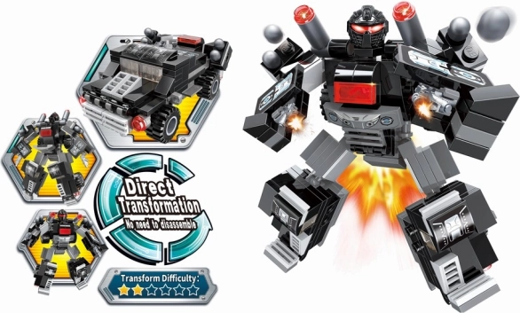 Set de construcción Qman Blast Ranger – guardián luminoso, robot y coche transformables