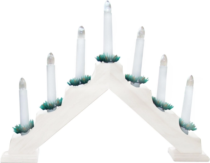 Candelabro navideño eléctrico en forma de pirámide con 7 velas, blanco