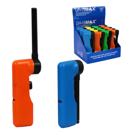 Encendedor piezo plegable y recargable con cabeza giratoria 11–19 cm