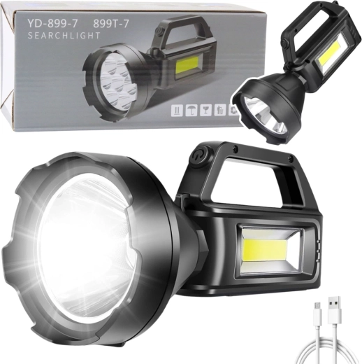 Linterna de trabajo LED con reflector COB, 4 modos y powerbank