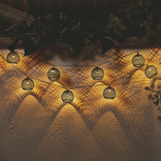 Guirnalda solar de jardín ALTROS 10 LED, blanco cálido, 3,8 m