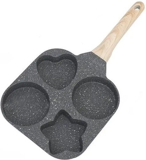 Sartén para huevos y tortitas con cuatro moldes para inducción y gas