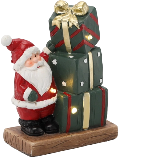 Figura navideña – Santa con regalos LED 19,8 cm
