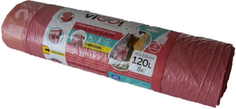 Bolsas de basura con cierre de cordón 120 l con aroma de frambuesa 4 Seasons, 70 × 110 cm, 8 uds.