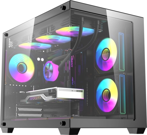 Caja de ordenador DarkFlash B275 Pro negra con 6 ventiladores