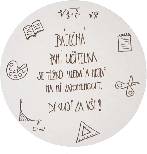 Posavasos de madera con la inscripción «Profesora», diámetro 10 cm
