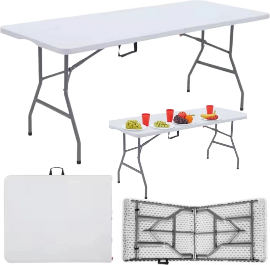 Mesa de banquete plegable blanca 180 x 74 cm