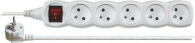 Cable alargador Emos con interruptor, 5 tomas, 2 m, blanco