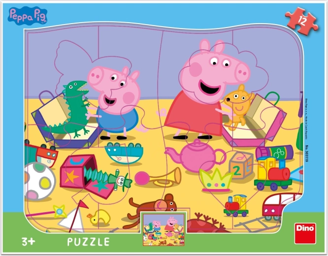 Puzzle Dino Peppa Pig juega - formas 12 piezas