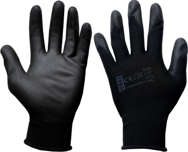 Guantes de trabajo protectores PURE BLACK PU, talla 9 (L)