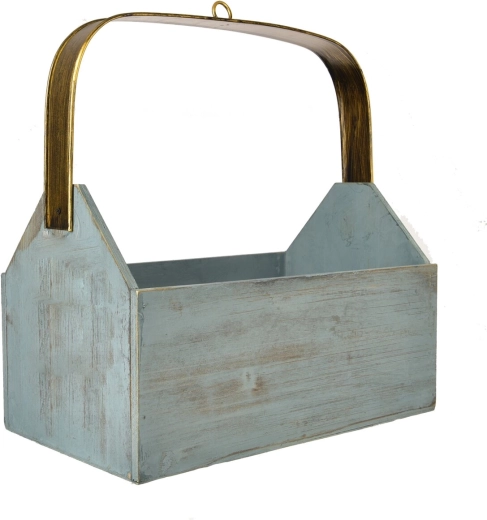 Caja metálica grande marrón-azul