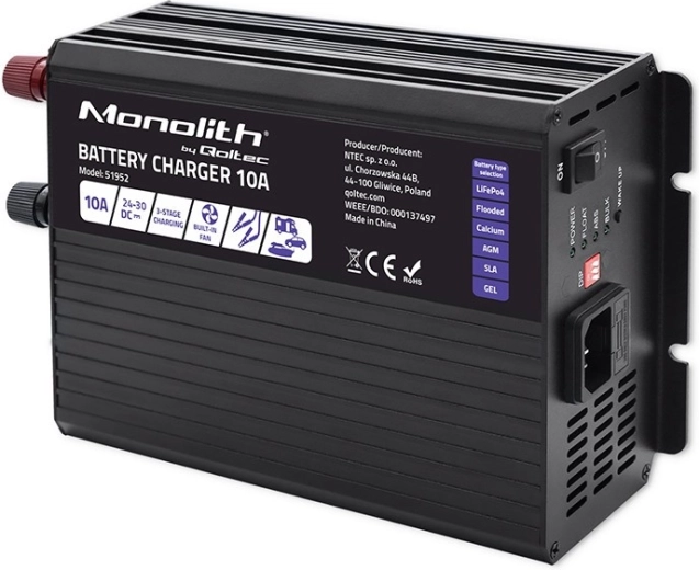 Cargador inteligente Monolith para baterías LiFePO4 AGM GEL SLA 10A 24V