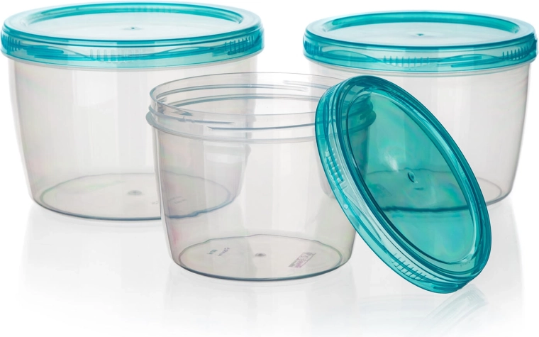 Juego de recipientes redondos de plástico para alimentos 3 uds ACASSA (600, 880 y 1180 ml)