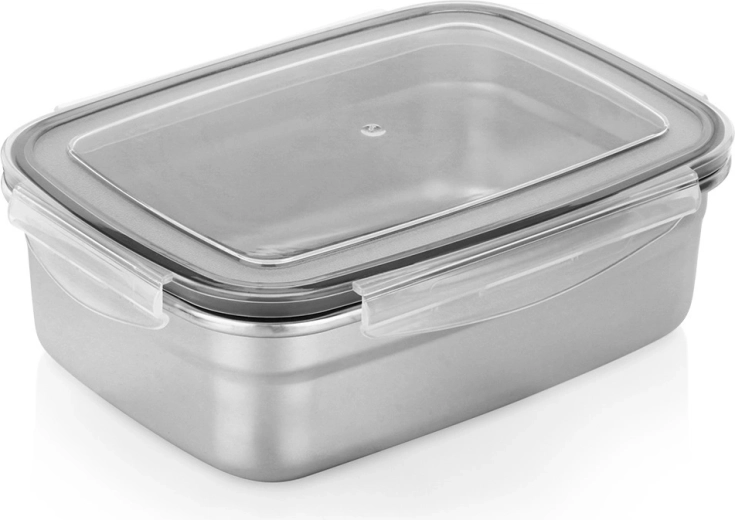 Caja de acero inoxidable para alimentos con tapa y junta de sellado de 1,25 l