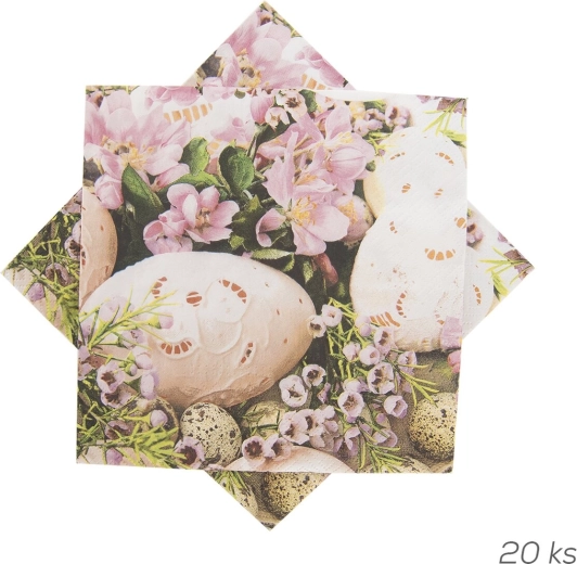Servilletas de papel con motivo de huevos y flores 33 × 33 cm, 20 uds
