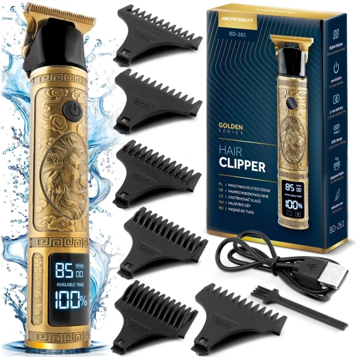 Recortadora dorada de cabello y barba BERDSEN Barber Master con LCD