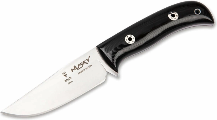 Cuchillo outdoor Muela Husky 11, Micarta negra pulida, funda de cuero
