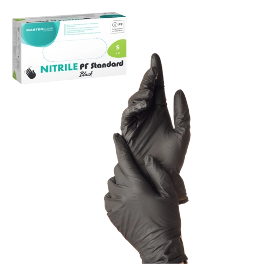 Guantes desechables de nitrilo negros sin polvo talla S (100 uds)
