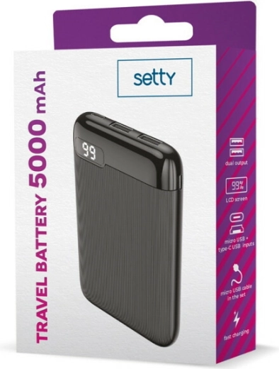 Powerbank Setty 5000 mAh con pantalla LCD